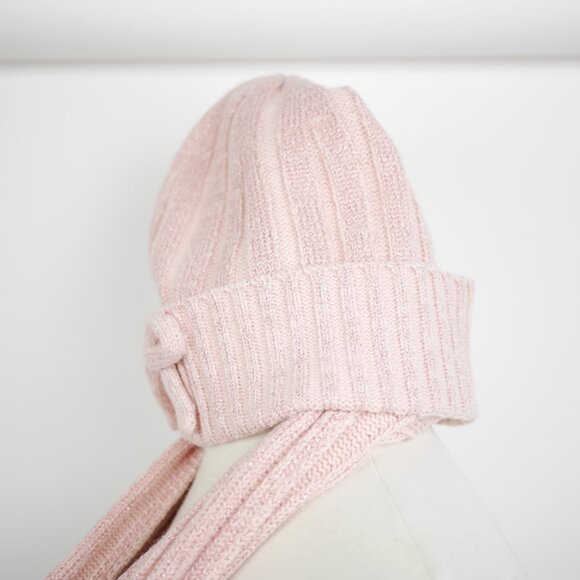 KATE SPADE New York Women's English Rose Metallic Rib Knit Scarf and Hat Set - Picture 3 of 12